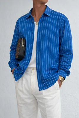 Çizgili Keten Gömlek (Rollie)