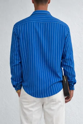 Çizgili Keten Gömlek (Rollie) - Küçük Görsel 2