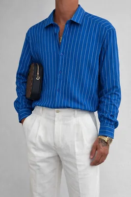 Çizgili Keten Gömlek (Rollie) - Küçük Görsel 3