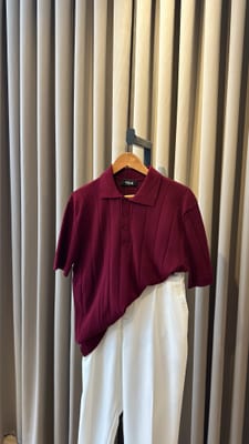 Bordo Triko / Double Kumaş Pantolon Kombini - Küçük Görsel 2