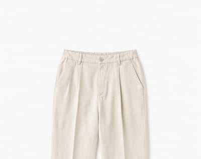 Krem Renk Keten Pantolon - Küçük Görsel 2